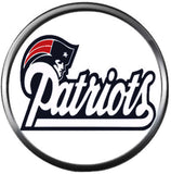 NFL Football Fan New England Patriots Blue Leather Bracelet W/ Circle Logo Pats On 2  18MM - 20MM Snap Charms