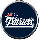 NFL New England Patriots White Leather Football Fan Blue Pats Gray Logo Bracelet W/2 18MM - 20MM Snap Charms