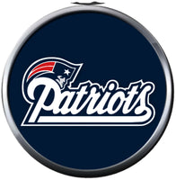 NFL New England Patriots White Leather Football Fan Pats & Red Burst Bracelet W/2 18MM - 20MM Snap Charms