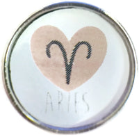 Aries Zodiac Heart Horoscope Sign Symbol 18MM - 20MM Charm for Snap Jewelry