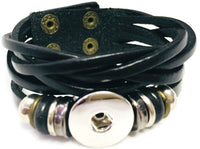 Black Cuff DIY Leather Bracelet Multiple Colors Available for 18MM - 20MM Snap Jewelry Build Your Own Unique