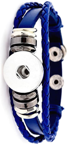 Blue DIY Leather Bracelet Multiple Colors for 18MM - 20MM Snap Jewelry Build Your Own Unique