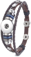Brown With Blue Beads DIY Leather Bracelet Multiple Colors for 18MM - 20MM Snap Jewelry Build Your Own Unique