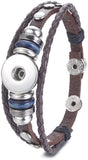 Brown With Blue Beads DIY Leather Bracelet Multiple Colors for 18MM - 20MM Snap Jewelry Build Your Own Unique