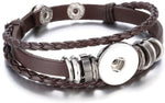 Brown With Silver Beads DIY Leather Bracelet Multiple Colors for 18MM - 20MM Snap Jewelry Build Your Own Unique