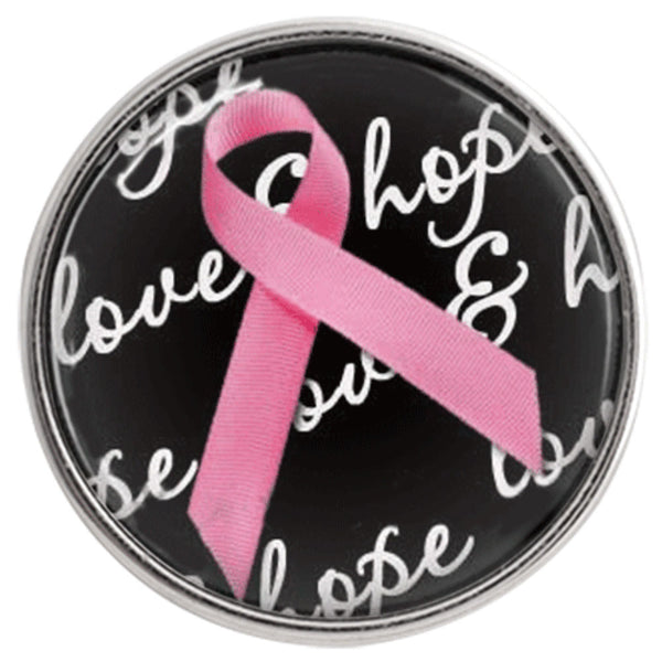 Cancer Pink Love & Hope Ribbon Breast Cancer Fashion Snap Jewelry Snap Charm