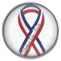 Support Our Troops Red White and Blue Ribbon Fashion Snap Jewelry Snap Charm