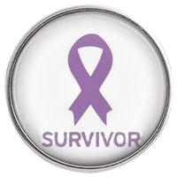 Cancer Purple Survivor Ribbon for All Cancer Types Fashion Snap Jewelry  Snap Charm