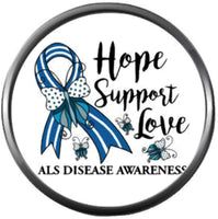 Hope Support Love ALS Lou Gehrigs Disease Awareness Ribbon 18MM - 20MM Snap Jewelry Charm