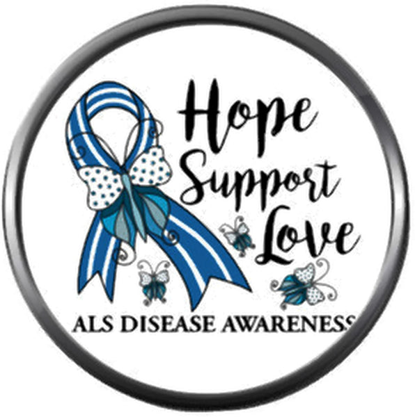 Hope Support Love ALS Lou Gehrigs Disease Awareness Ribbon 18MM - 20MM Snap Jewelry Charm