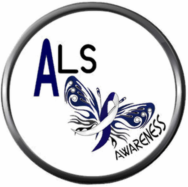 ALS Lou Gehrigs Disease Awareness Ribbon Butterfly 18MM - 20MM Snap Jewelry Charm