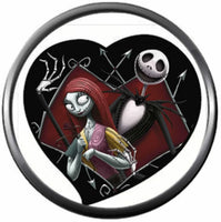 Nightmare Before Christmas Jack Skellington And Sally In Heart 18MM - 20MM Charm for Snap Jewelry