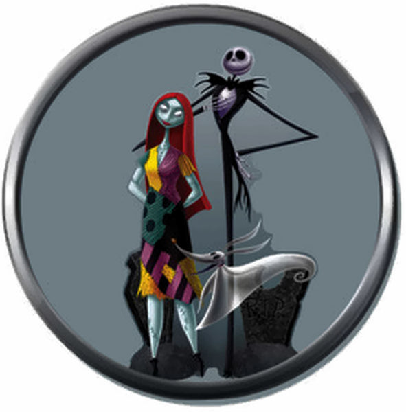 Jack And Sally In Love On Blue Nightmare Before Christmas Jack Skellington 18MM - 20MM Snap Jewelry Charm