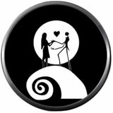 Jack And Sally With Heart On Spiral Hill Halloween Town Nightmare Before Christmas Jack Skellington 18MM - 20MM Snap Jewelry Charm