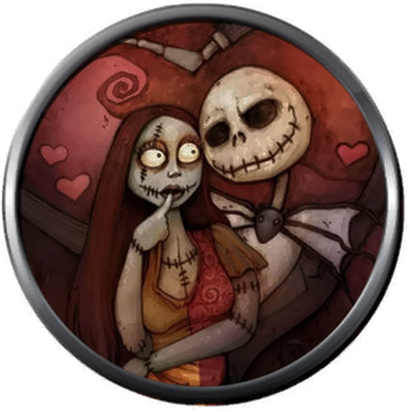 Red Jack And Sally In Love Heart Halloween Town Nightmare Before Christmas Jack Skellington 18MM - 20MM Snap Jewelry Charm