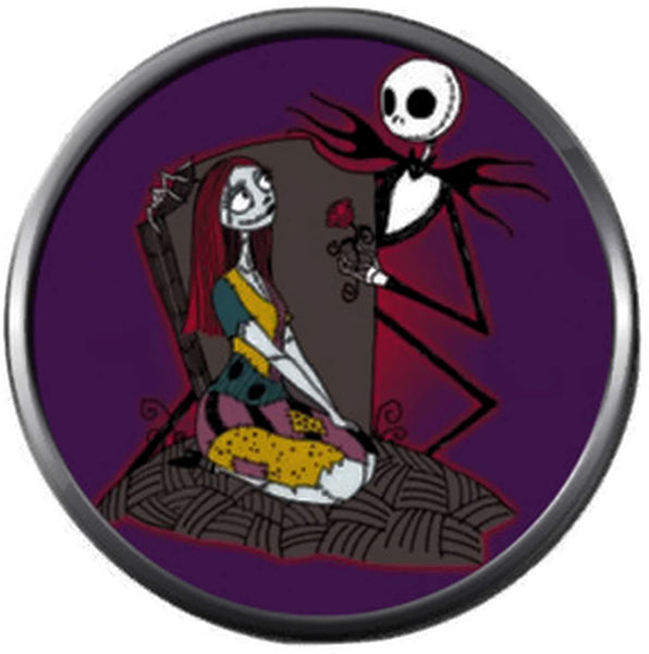 Jack Skellington And Sally On Purple Halloween Town Nightmare Before Christmas 18MM - 20MM Snap Jewelry Charm