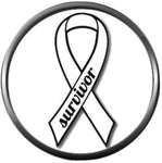 Lung Cancer White Survivor Ribbon Support Awareness Find The Cure 18MM - 20MM Snap Jewelry Charm