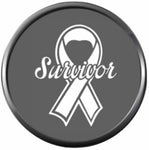 Lung Cancer Survivor White Ribbon Gray Background Awareness Hope Find The Cure 18MM - 20MM Snap Jewelry Charm