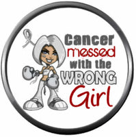 Lung Cancer White Ribbon Messed With Wrong Girl Support Awareness Find The Cure 18MM - 20MM Snap Jewelry Charm