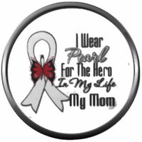Lung Cancer White Ribbon I Wear For My Hero Mom Support Awareness Find The Cure 18MM - 20MM Snap Jewelry Charm