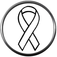 Cancer White Ribbon Lung Cancer 18MM - 20MM Fashion Snap Jewelry Charm