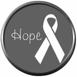 Hope For Lung Cancer White Ribbon On Gray Support Awareness Find The Cure 18MM - 20MM Snap Jewelry Charm