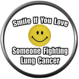 Smile Face Fighting Lung Cancer White Ribbon Support Awareness Find The Cure 18MM - 20MM Snap Jewelry Charm