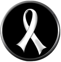 Lung Cancer Pearl White Ribbon On Black Support Awareness Faith Hope Believe Find The Cure 18MM - 20MM Snap Jewelry Charm