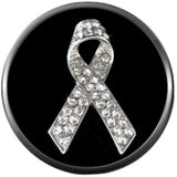 Sparkle Lung Cancer White Ribbon On Black Support Awareness Find The Cure 18MM - 20MM Snap Jewelry Charm