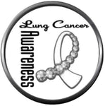 Lung Cancer Pearl And White Ribbon Support Awareness Faith Hope Believe Find The Cure 18MM - 20MM Snap Jewelry Charm