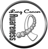 Lung Cancer Pearl And White Ribbon Support Awareness Faith Hope Believe Find The Cure 18MM - 20MM Snap Jewelry Charm
