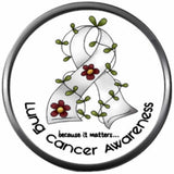 Because It Matters Lung Cancer White Ribbon Support Awareness Find The Cure 18MM - 20MM Snap Jewelry Charm