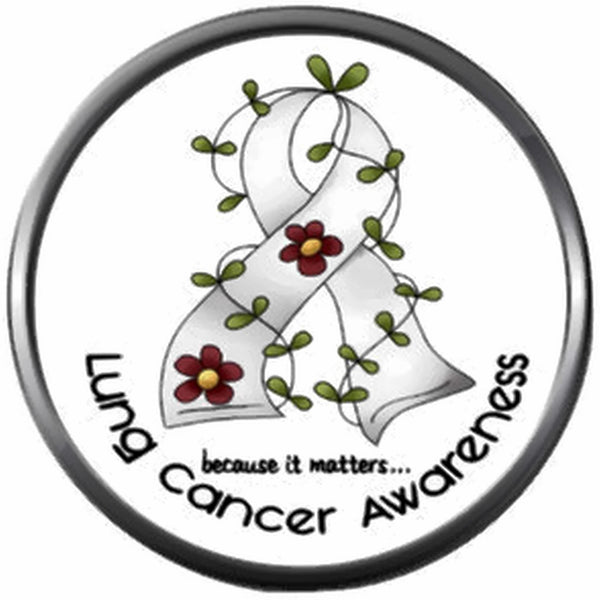 Because It Matters Lung Cancer White Ribbon Support Awareness Find The Cure 18MM - 20MM Snap Jewelry Charm