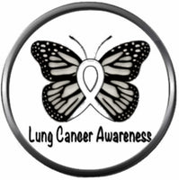 Butterfly Lung Cancer White Ribbon Support Awareness Find The Cure 18MM - 20MM Snap Jewelry Charm