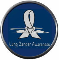 Two Swans Lung Cancer White Ribbon On Blue Support Awareness Find The Cure 18MM - 20MM Snap Jewelry Charm