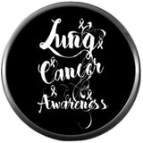 Lung Cancer White Awareness Ribbon On Black Support Hope Find The Cure 18MM - 20MM Snap Jewelry Charm