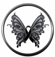 Melanoma Skin Cancer Black Awareness Ribbon In Beautiful Butterfly Support Hope Believe 18MM - 20MM Snap Jewelry Charm