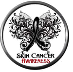 Melanoma Skin Cancer Survivor Black Art Butterfly Awareness Ribbon Support 18MM - 20MM Snap Jewelry Charm