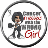 Wrong Girl Brain Cancer Survivor Gray Awareness Ribbon Support 18MM - 20MM Snap Jewelry Charm