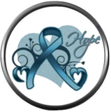 Hope Beautiful Ovarian Cancer Teal Awareness Ribbon Support Believe Find Cure 18MM - 20MM Snap Jewelry Charm