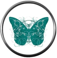 Beautiful Ovarian Cancer Butterfly Teal Awareness Ribbon Support Believe Find Cure 18MM - 20MM Snap Jewelry Charm