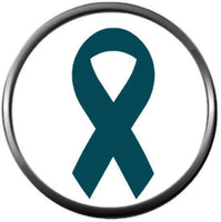 Ovarian Cancer Teal Awareness Ribbon Support Believe Find Cure 18MM - 20MM Snap Jewelry Charm