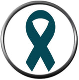 Ovarian Cancer Teal Awareness Ribbon Support Believe Find Cure 18MM - 20MM Snap Jewelry Charm