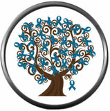 Ovarian Cancer Teal Ribbon Tree Support Awareness Believe Find Cure 18MM - 20MM Snap Jewelry Charm