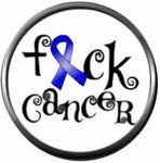 Fuck Colon Cancer Blue Ribbon Support Awareness Believe Find The Cure 18MM - 20MM Snap Jewelry Charm