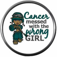 Tough Wrong Girl Ovarian Cancer Teal Awareness Ribbon Support Believe Find Cure 18MM - 20MM Snap Jewelry Charm