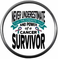 Power Thyroid Cancer Survivor Fight Teal Pink Blue Awareness Ribbon Support Believe Find Cure 18MM - 20MM Snap Jewelry Charm