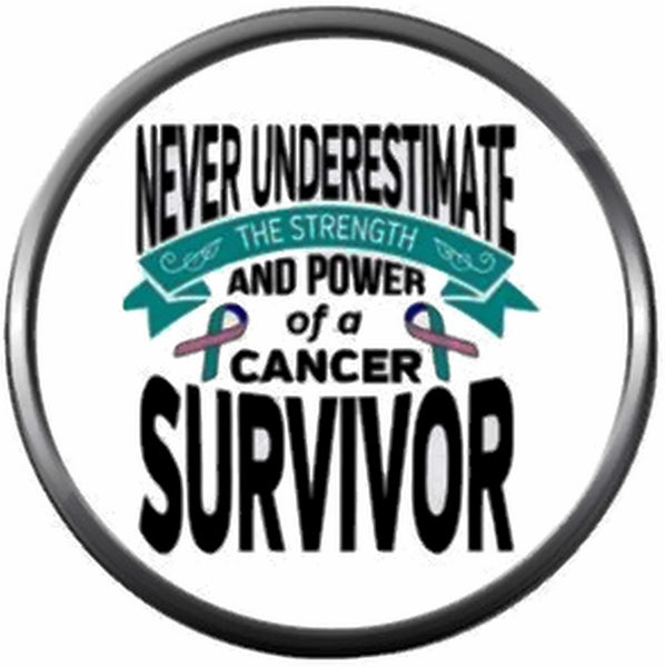 Power Thyroid Cancer Survivor Fight Teal Pink Blue Awareness Ribbon Support Believe Find Cure 18MM - 20MM Snap Jewelry Charm