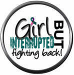 Girl Thyroid Cancer Interrupted Fight Back Teal Pink Blue Awareness Ribbon Support Believe Find Cure 18MM - 20MM Snap Jewelry Charm