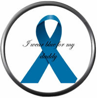Colon Cancer Wear For Daddy Blue Ribbon Support Awareness Faith Hope Believe Find The Cure 18MM - 20MM Snap Jewelry Charm